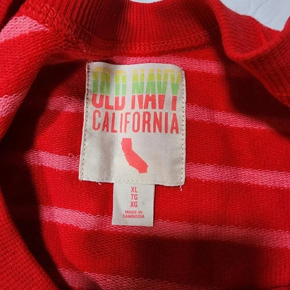 Old Navy  RED/WHITE Striped Sweat Shirt Women's XL Longsleeve Crewneck - Picture 6 of 10